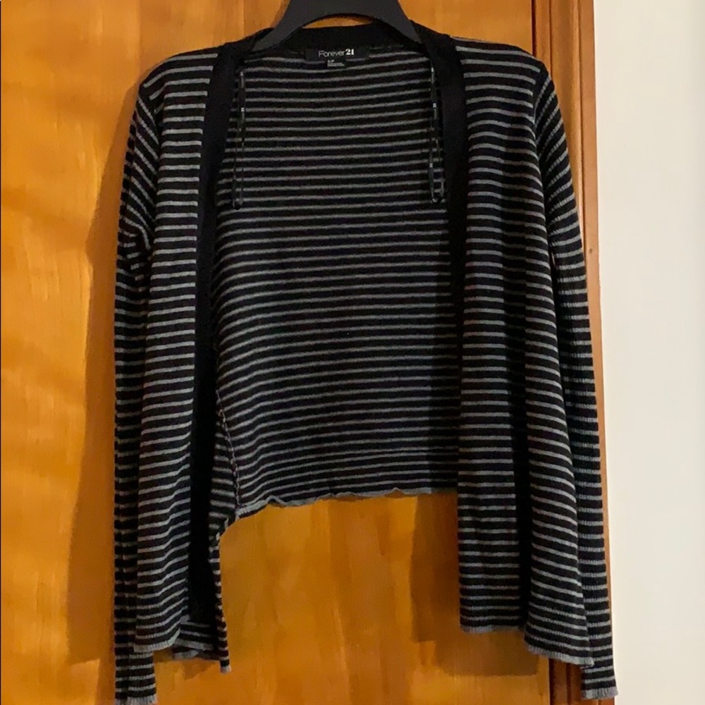 Forever 21 black and gray striped cardigan